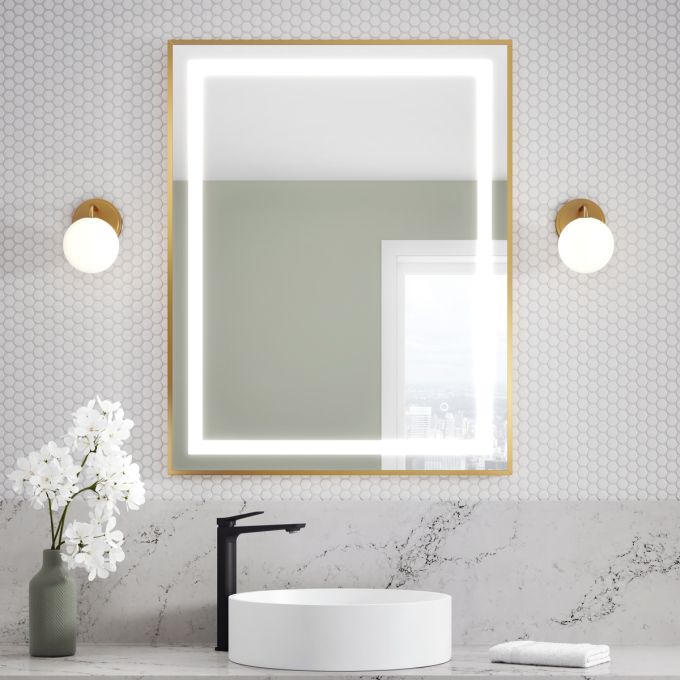 Effect- 30"x38" LED Mirror, Gold Frame