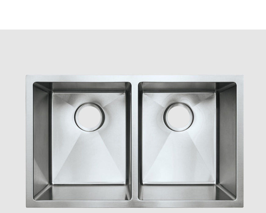FSN-UDR2918 (29"x18") Tight Radius Double Bowl Kitchen Sink  - STAINLESS STEEL