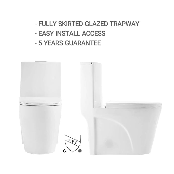 ALPS-KW-80303 , One-Piece Gloss White Dual Flush Toilet *** PICKUP IN STORE ONLY ***
