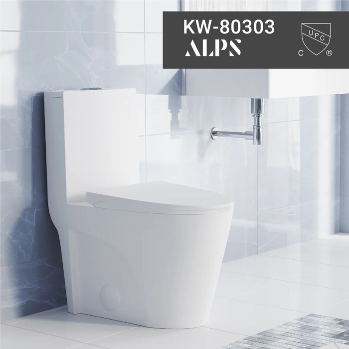 ALPS-KW-80303 , One-Piece Gloss White Dual Flush Toilet *** PICKUP IN STORE ONLY ***