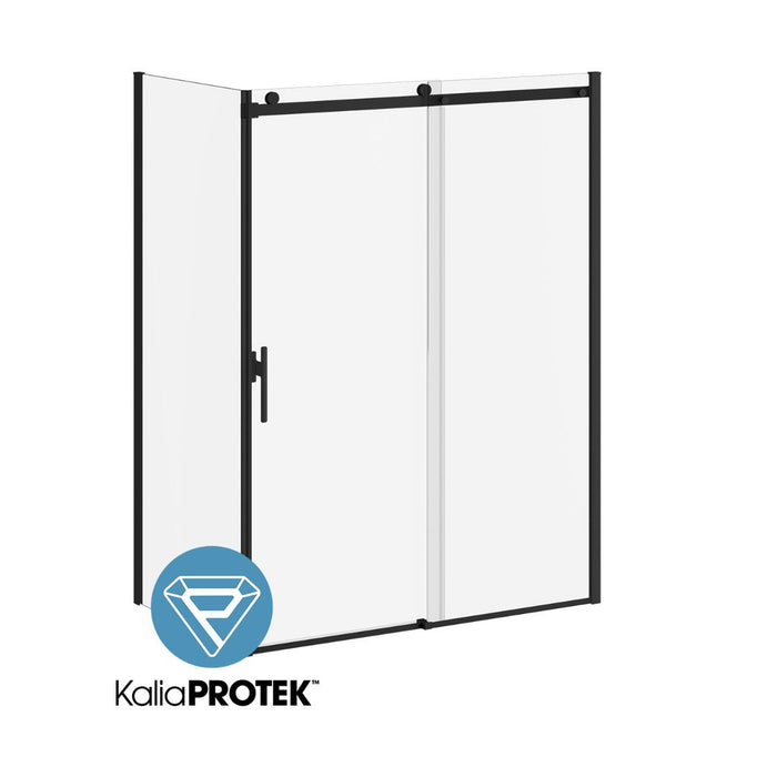 KONCEPT EVO - Matt Black Sliding Shower door 60” x 77” with 36" return panel - KP protective film (Left opening)** PICK UP IN STORE ONLY**