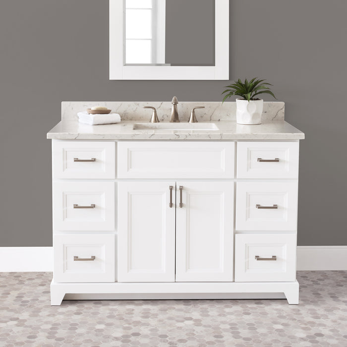 StoneWood- 48 " Solid Wood Canadian Made Bathroom Vanity with Fantasy Quartz Countertop (Available in 10 Colors )