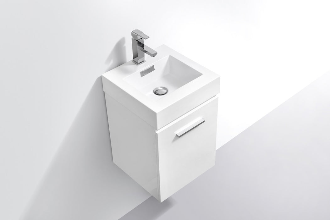 BLISS- 16" High Gloss White, Wall Mount Bathroom Vanity - Construction Commodities Supply Inc.