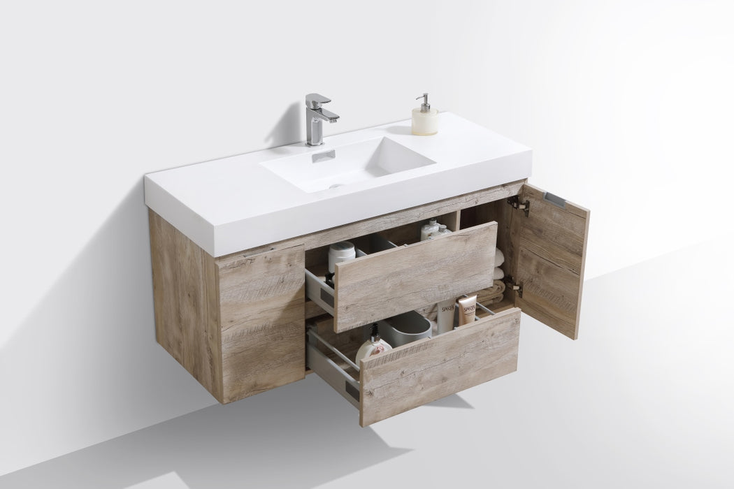 BLISS- 48" Nature Wood, Wall Mount Bathroom Vanity - Construction Commodities Supply Inc.
