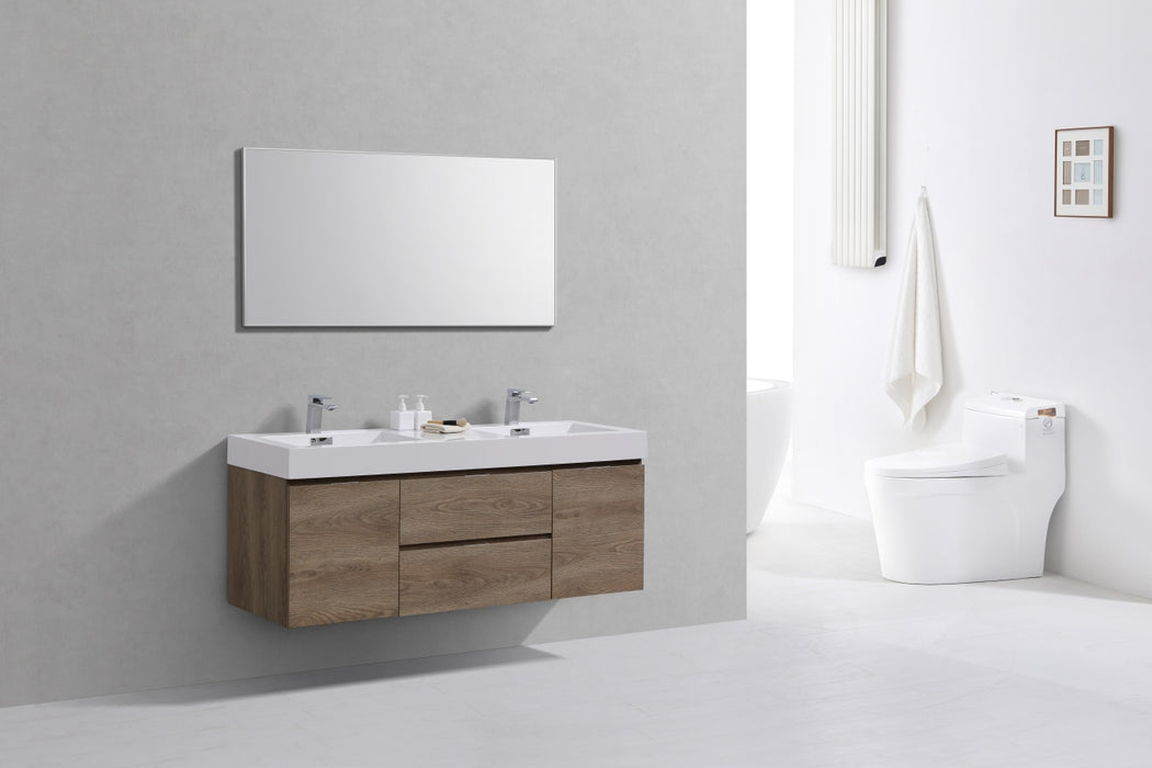 BSL60" BUTTERNUT, Double Sink, Wall Mount Bathroom Vanity