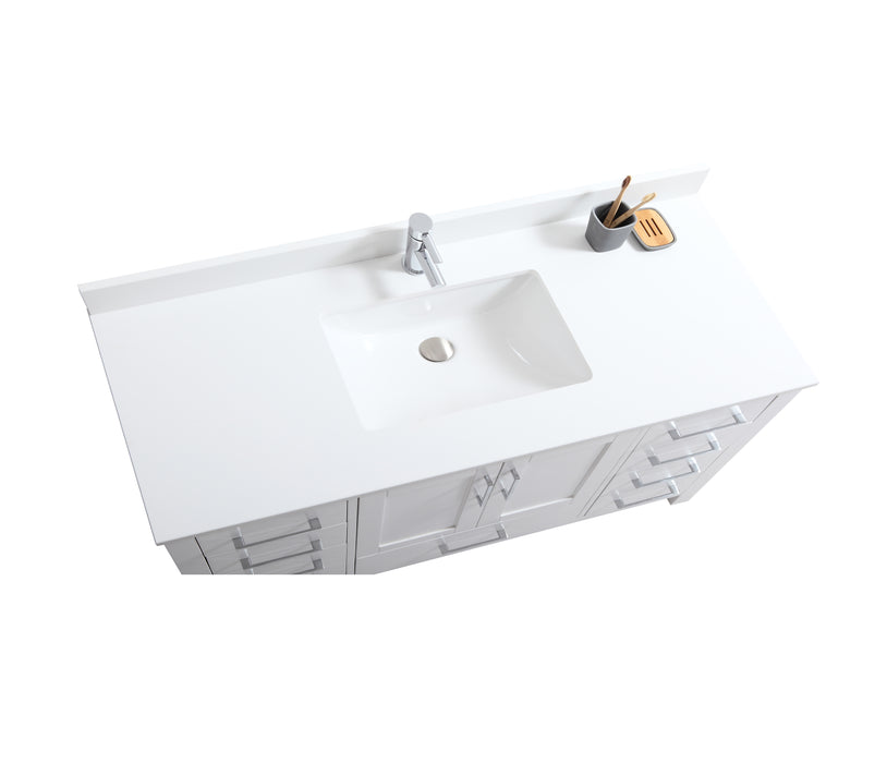 CCS201 - 60" White, Single Sink, Floor Standing Modern Bathroom Vanity ,Pure White Quartz Countertop