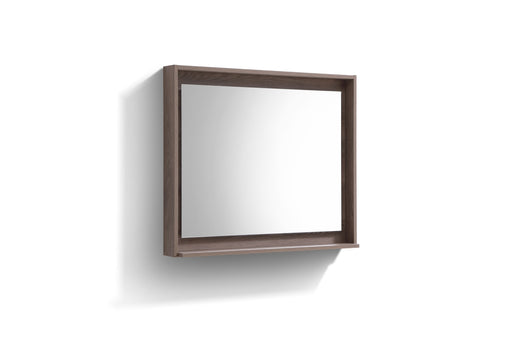 BLISS -36" BUTTERNUT  Mirror with Wood Frame & Bottom Shelf - Construction Commodities Supply Inc.