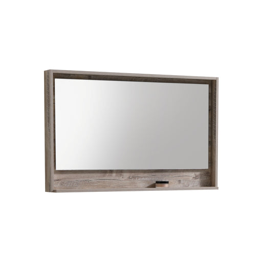 BLISS- 48" Nature Wood, Mirror With Wood Frame and Bottom Shelf - Construction Commodities Supply Inc.