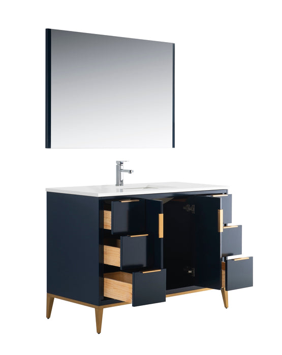 KD99BL ,48″ GLOSS BLUE VANITY WITH QUARTZ COUNTER TOP