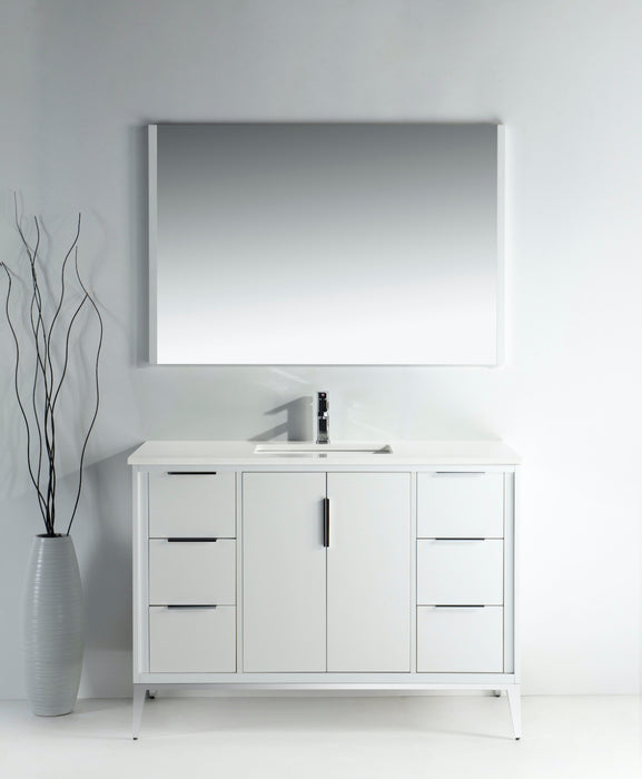 KD99GW ,48″ GLOSS WHITE VANITY WITH QUARTZ COUNTER TOP