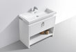 LEVI- 40" High Gloss White, Floor Standing Modern Bathroom Vanity With Cubby Hole - Construction Commodities Supply Inc.