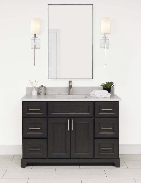 StoneWood- 48" Solid Wood Canadian Made Bathroom Vanity with Seaside Quartz Countertop (Available in 10 Colors )