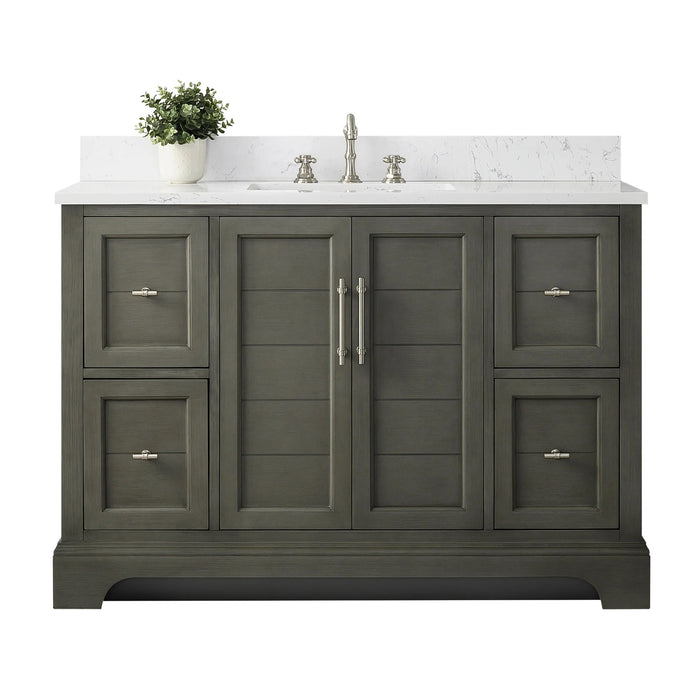 Modena , 48" Silver Grey Freestanding Bathroom Vanity with Stone Countertop