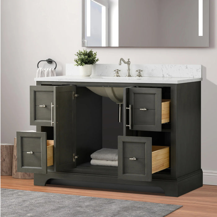 Modena , 48" Silver Grey Freestanding Bathroom Vanity with Stone Countertop