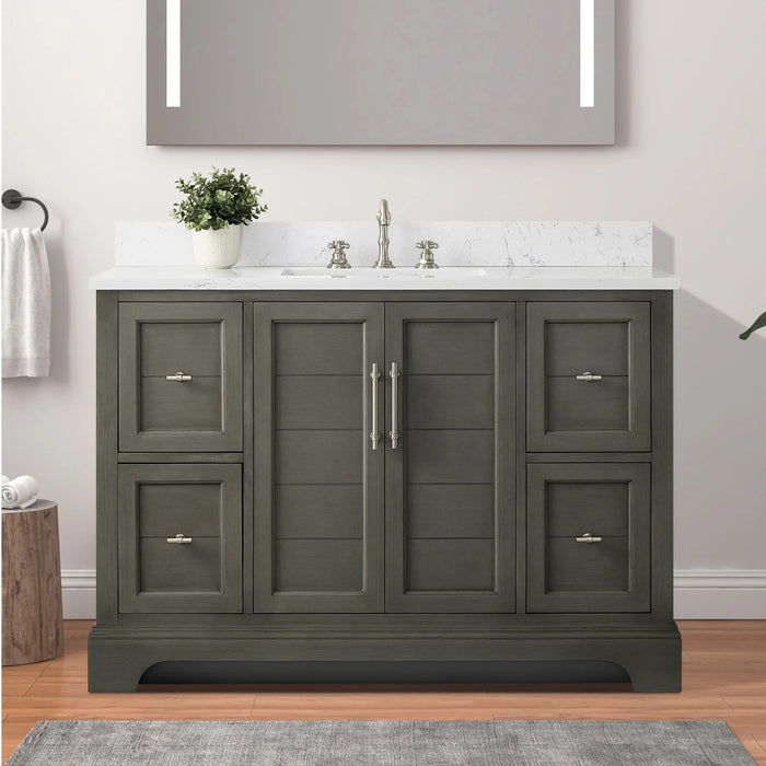 Modena , 48" Silver Grey Freestanding Bathroom Vanity with Stone Countertop
