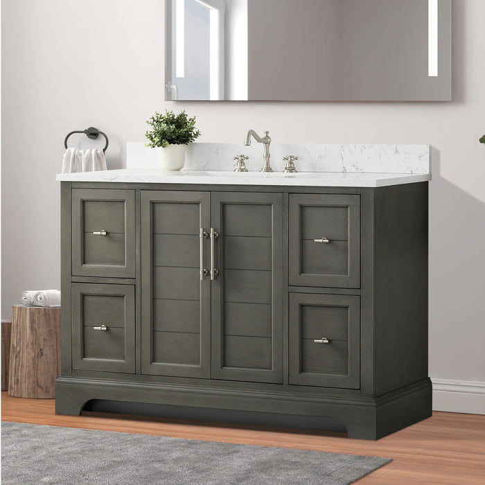 Modena , 48" Silver Grey Freestanding Bathroom Vanity with Stone Countertop