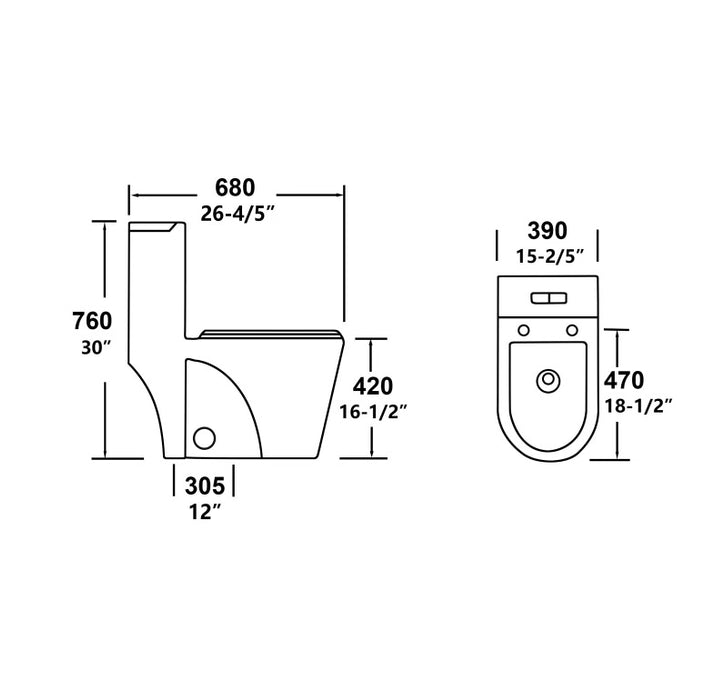 AQUA- 10014Siphonic One-Piece Toilet with Dual-Flush, North American Standard ** PICK UP IN STORE ONLY**
