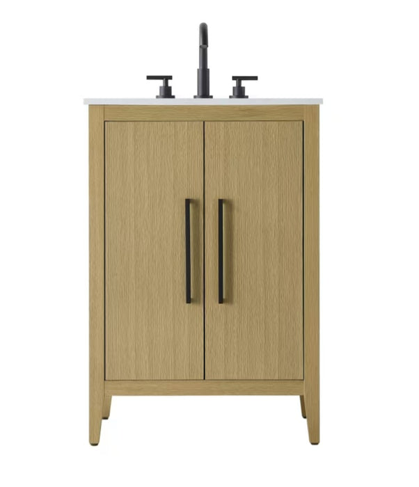 EMERSON - 24" Floor Standing Bathroom Vanity, Marble Countertop ( 3 colors available)
