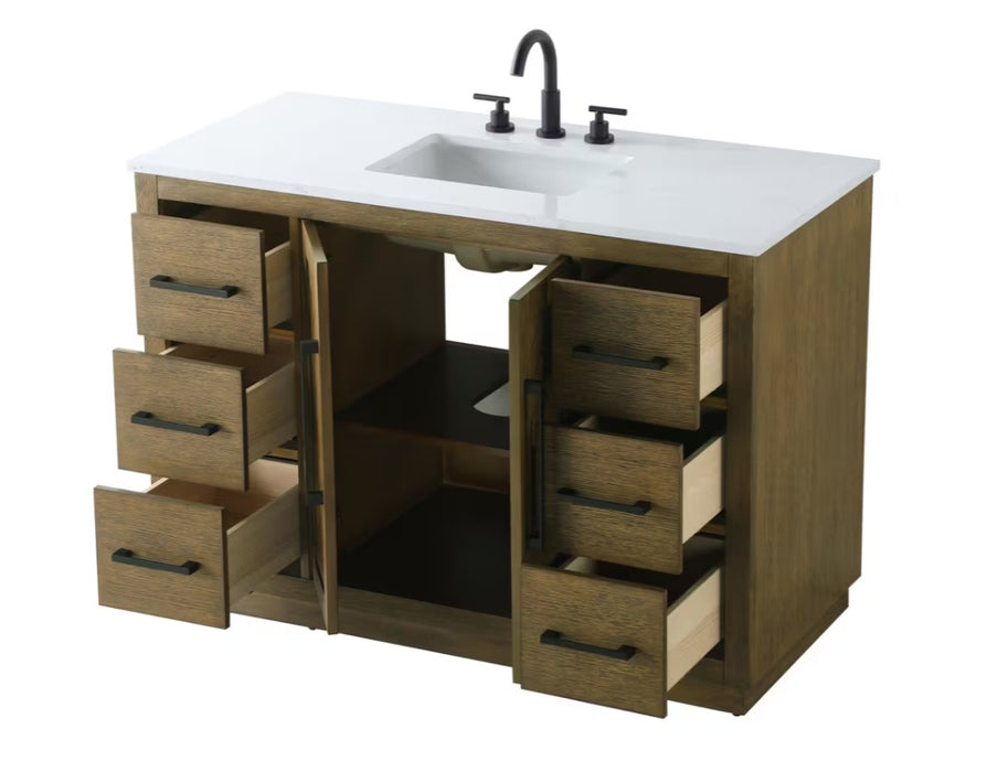 ASHTON- 48" Floor Standing Bathroom Vanity, Marble Countertop ( 3 colors available)