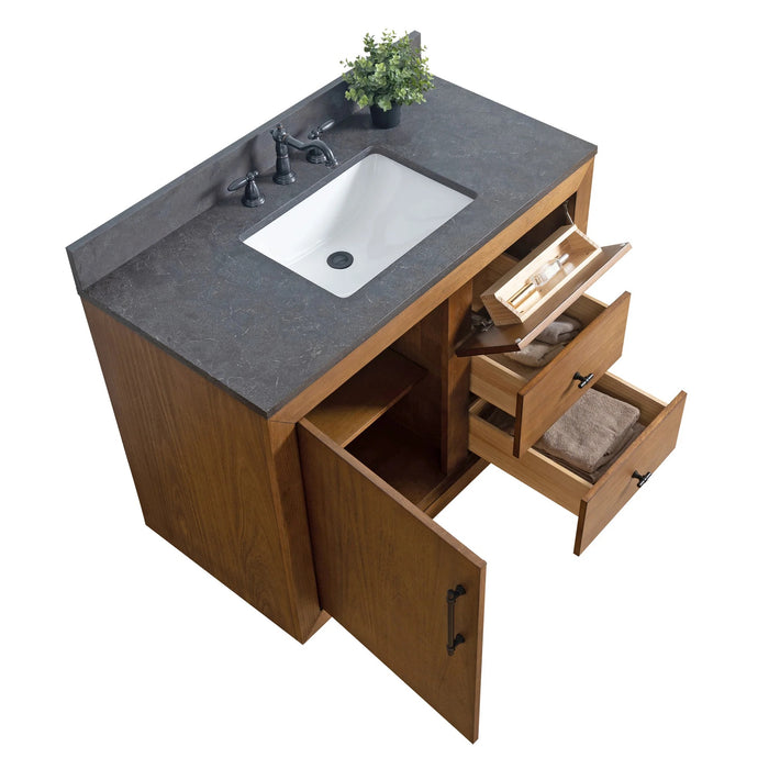 GLORIA- 42x22x34’’  Bathroom Vanity in Tan with Black Limestone Top