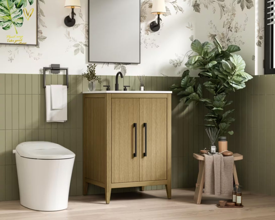 EMERSON - 24" Floor Standing Bathroom Vanity, Marble Countertop ( 3 colors available)