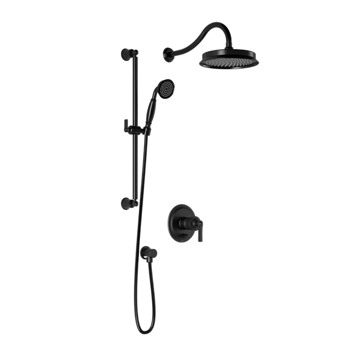 Kalia- RUSTIK-  8" shower systems with pressure balance valve - Black