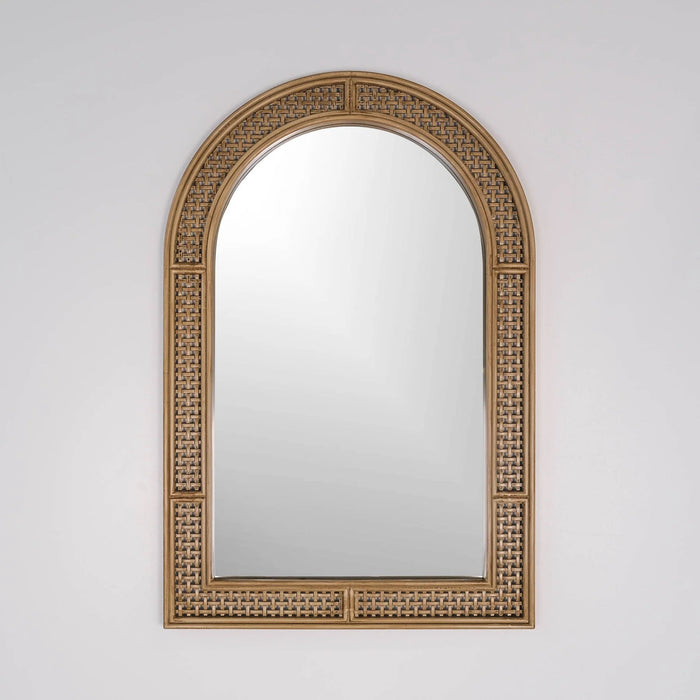 Rattan Natural Arched Mirror, 24x36