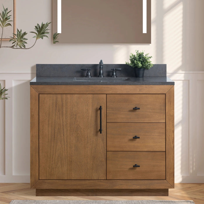 GLORIA- 42x22x34’’  Bathroom Vanity in Tan with Black Limestone Top