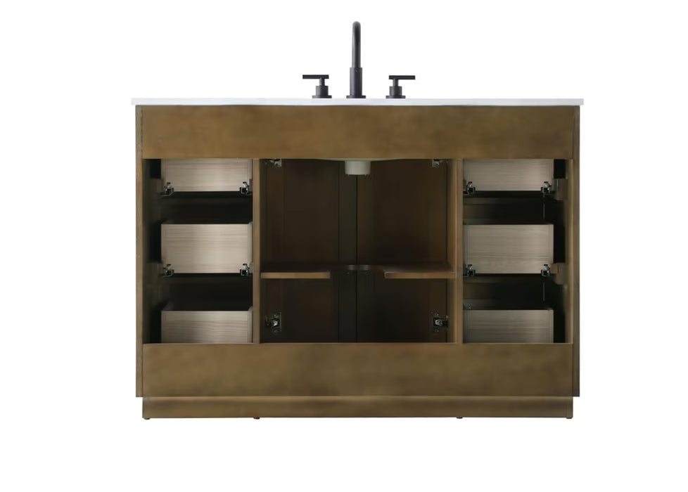 ASHTON- 48" Floor Standing Bathroom Vanity, Marble Countertop ( 3 colors available)