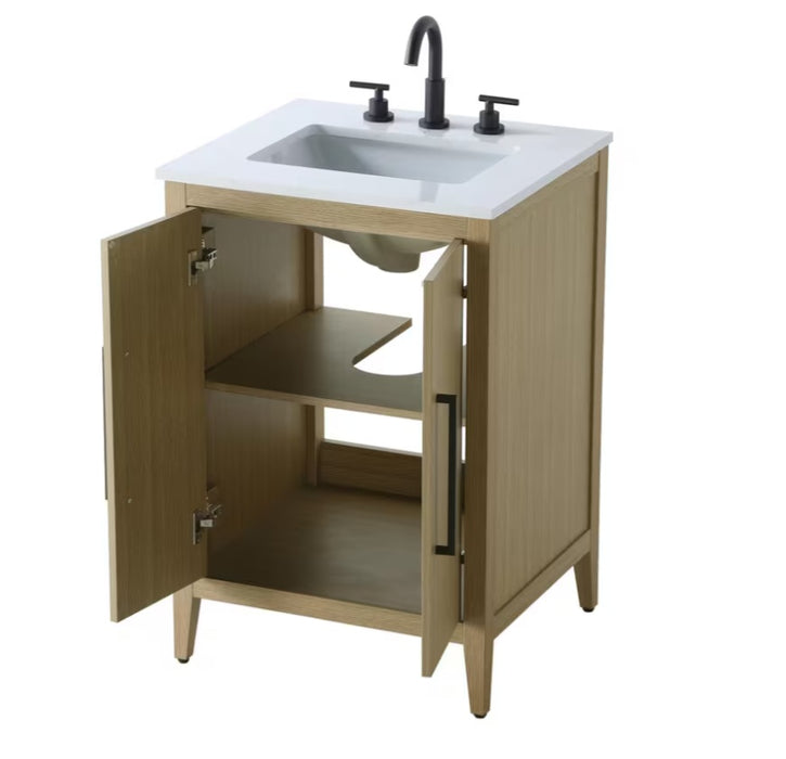 EMERSON - 24" Floor Standing Bathroom Vanity, Marble Countertop ( 3 colors available)