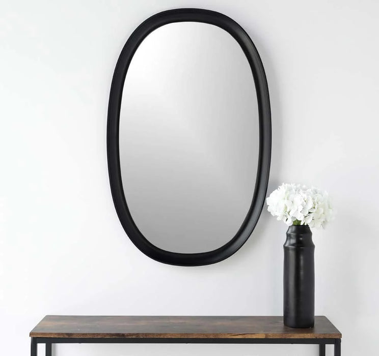 Maison Black Modern Oval Mirror, 24x38