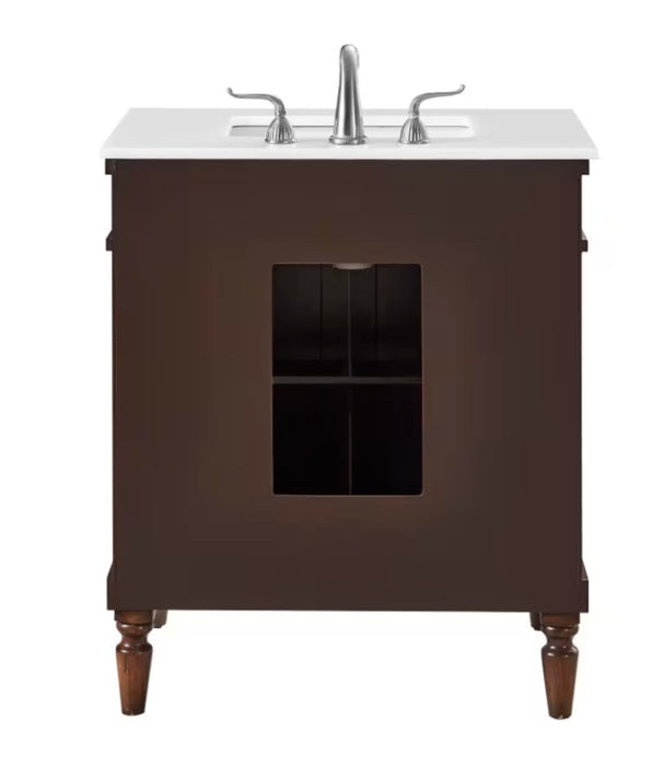 MODORA- 30" Walnut , Floor Standing Bathroom Vanity, Quartz Countertop