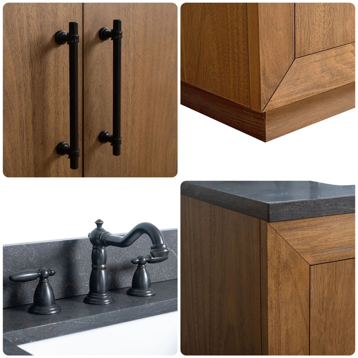 GLORIA- 36x22x34’’  Bathroom Vanity in Tan with Black Limestone Top