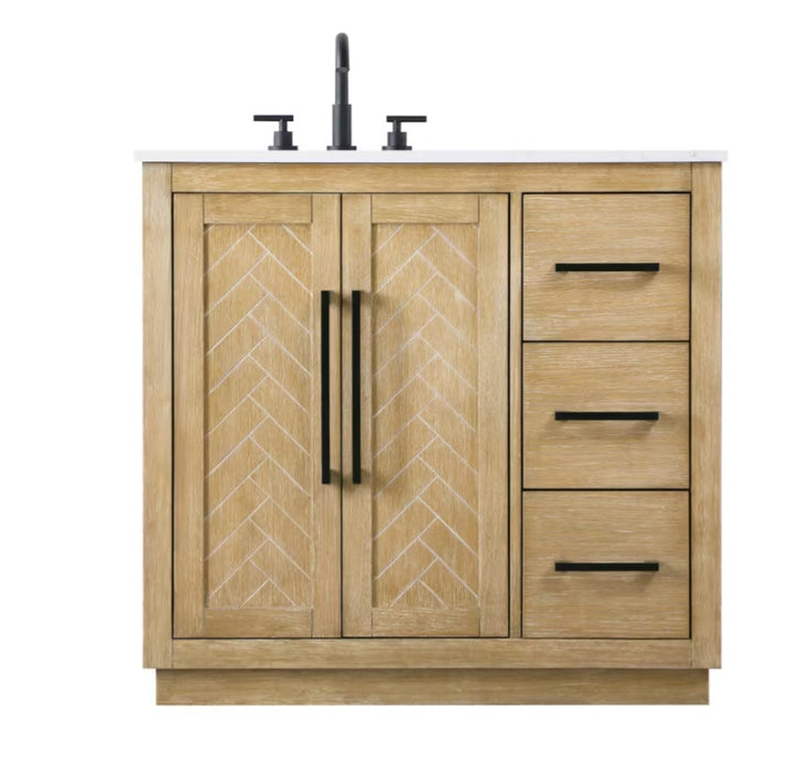 ASHTON- 36" Floor Standing Bathroom Vanity, Marble Countertop ( 3 colors available)