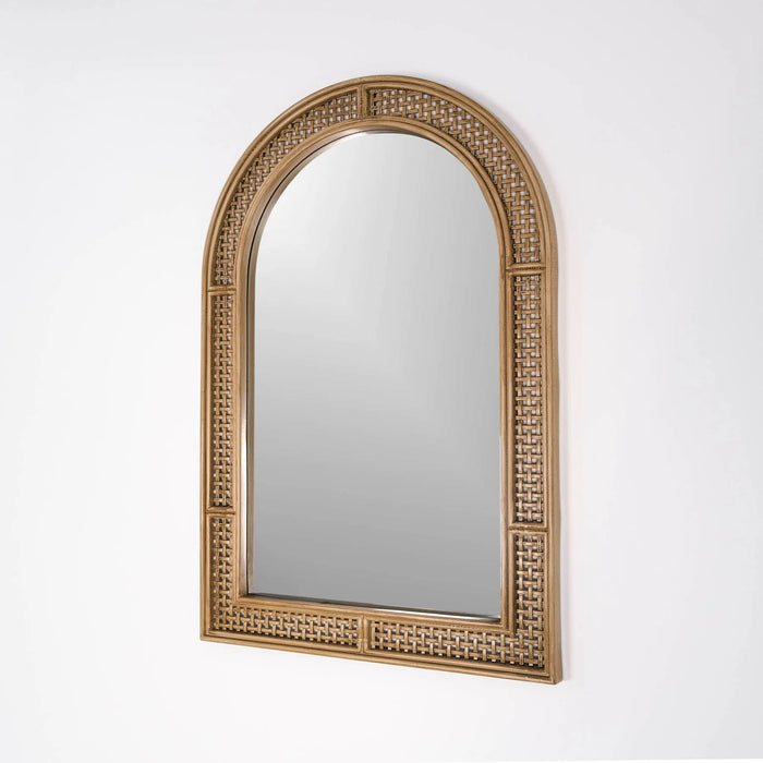 Rattan Natural Arched Mirror, 24x36