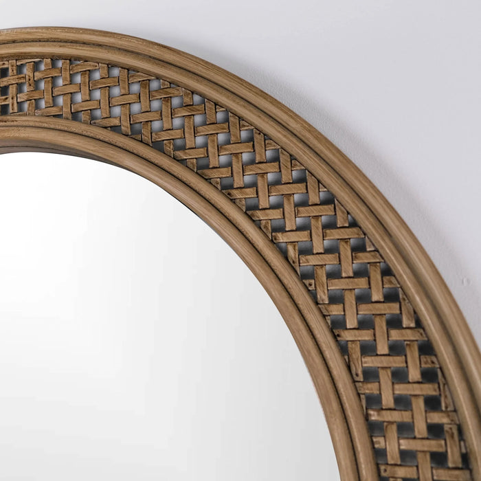 Rattan Natural Arched Mirror, 24x36