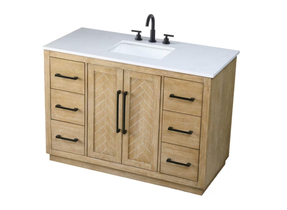 ASHTON- 48" Floor Standing Bathroom Vanity, Marble Countertop ( 3 colors available)