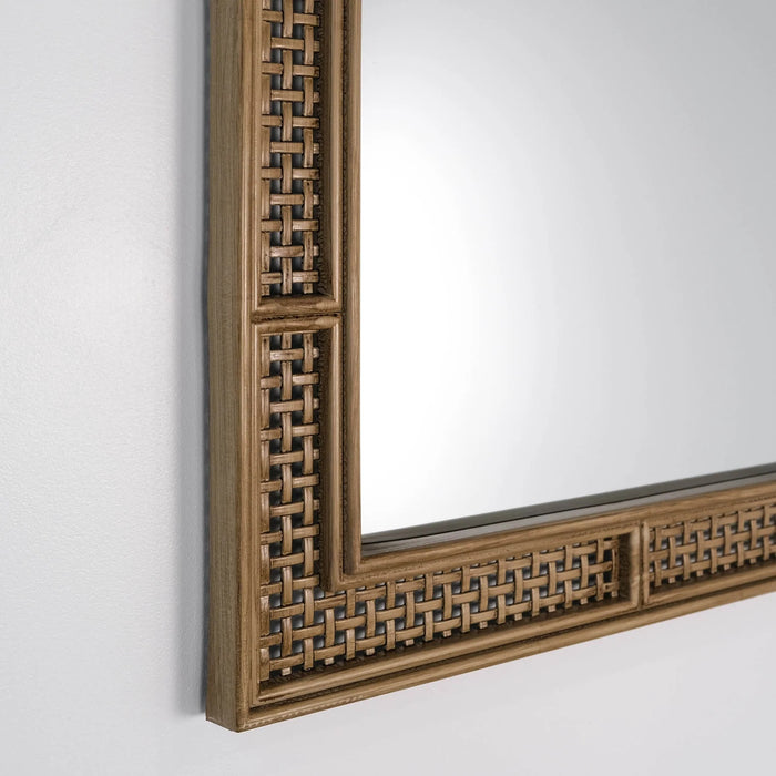 Rattan Natural Arched Mirror, 24x36