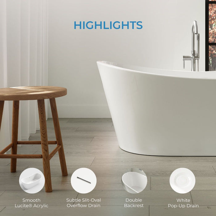 OVE Herschel 60-inch Free-Standing Bathtub in Glossy White  ***PICK UP IN STORE ***
