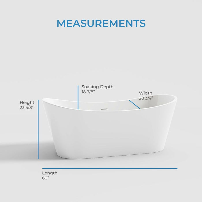 OVE Herschel 60-inch Free-Standing Bathtub in Glossy White  ***PICK UP IN STORE ***