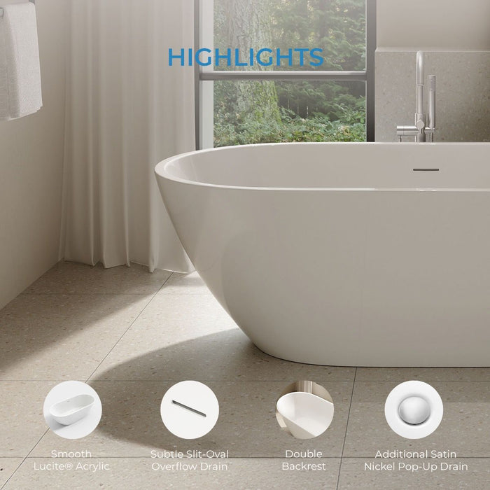 OVE Ayago 59-inch Free-Standing Bathtub in Glossy White  ***PICK UP IN STORE ***