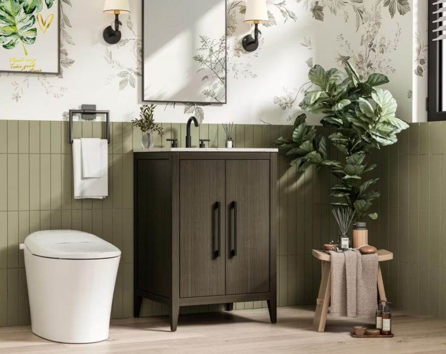 EMERSON - 24" Floor Standing Bathroom Vanity, Marble Countertop ( 3 colors available)