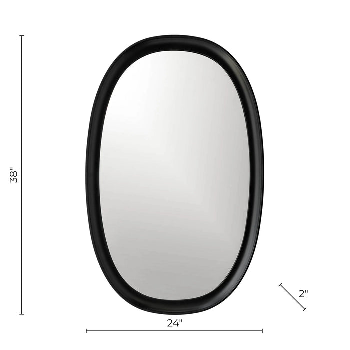 Maison Black Modern Oval Mirror, 24x38