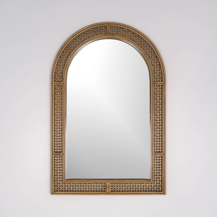 Rattan Natural Arched Mirror, 24x36