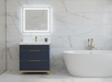 TURIN - 30" Navy Blue, Solid Wood Floor Standing Modern Bathroom Vanity, Calcatta Quartz Countertop, Bronze Hardware - Construction Commodities Supply Inc.