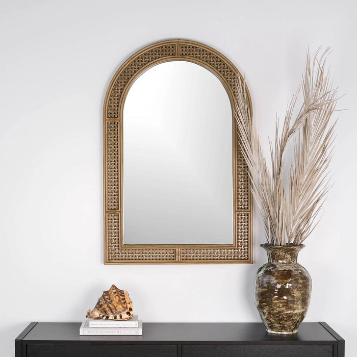 Rattan Natural Arched Mirror, 24x36