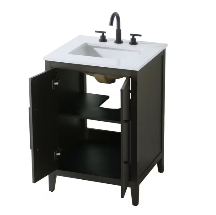 EMERSON - 24" Floor Standing Bathroom Vanity, Marble Countertop ( 3 colors available)
