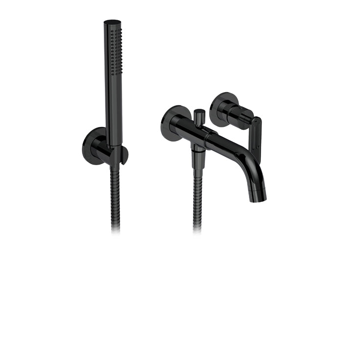 ALT AQUA 1840 - Wallmount tub filler with handshower/ Rough-in Included (Black & Chrome )