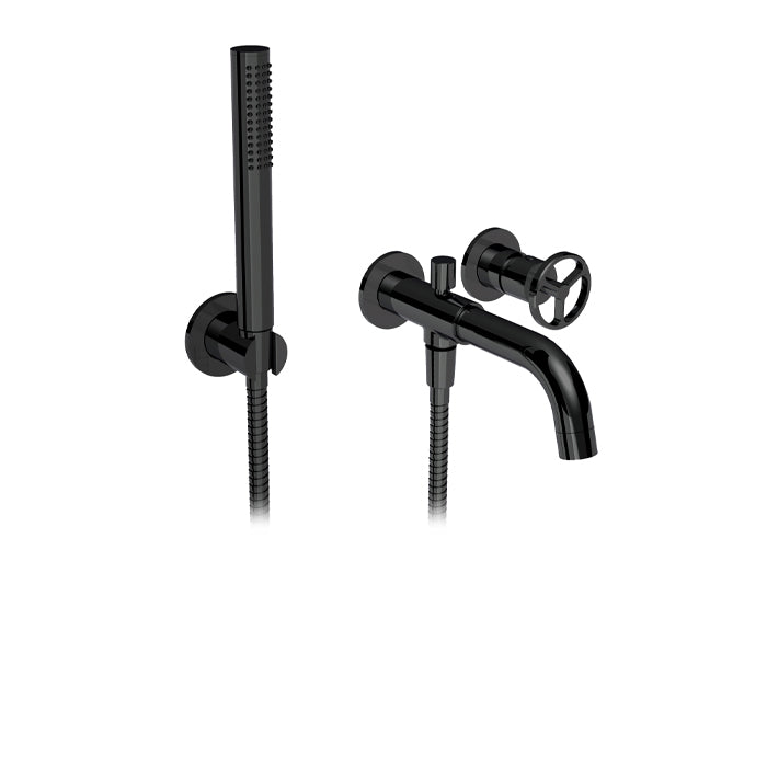 ALT AQUA 1840 - Wallmount tub filler with handshower/ Rough-in Included (Black & Chrome )