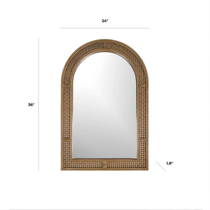 Rattan Natural Arched Mirror, 24x36